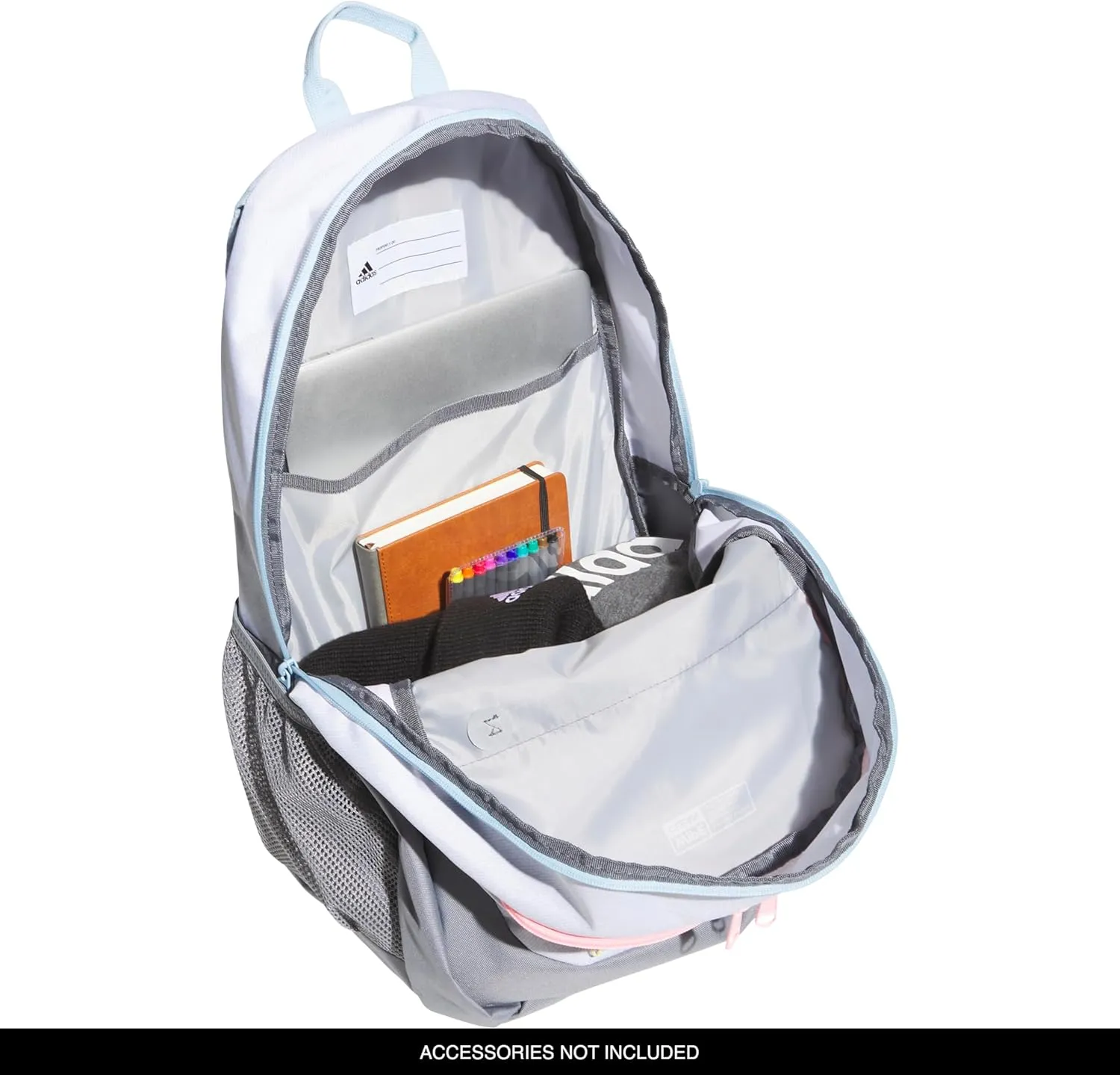 adidas Unisex Foundation Backpack for Laptop, Book Sleeve, Large Durable Athletic Gym Bag, Twill White/Pink Spark/Grey, One Size