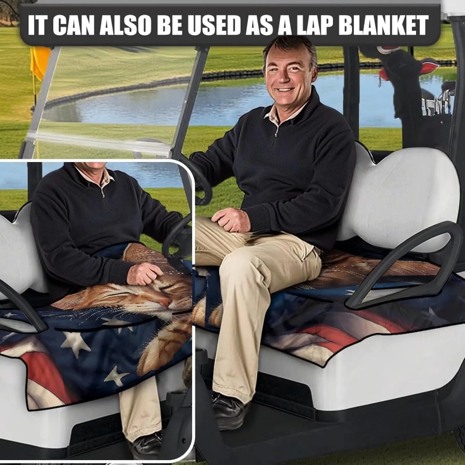 AFPANQZ Golf Cart Seat Cover with Pockets Golf Cart Seat Protecter Easy to Install Stay Cool Golf Cart Protect Cover