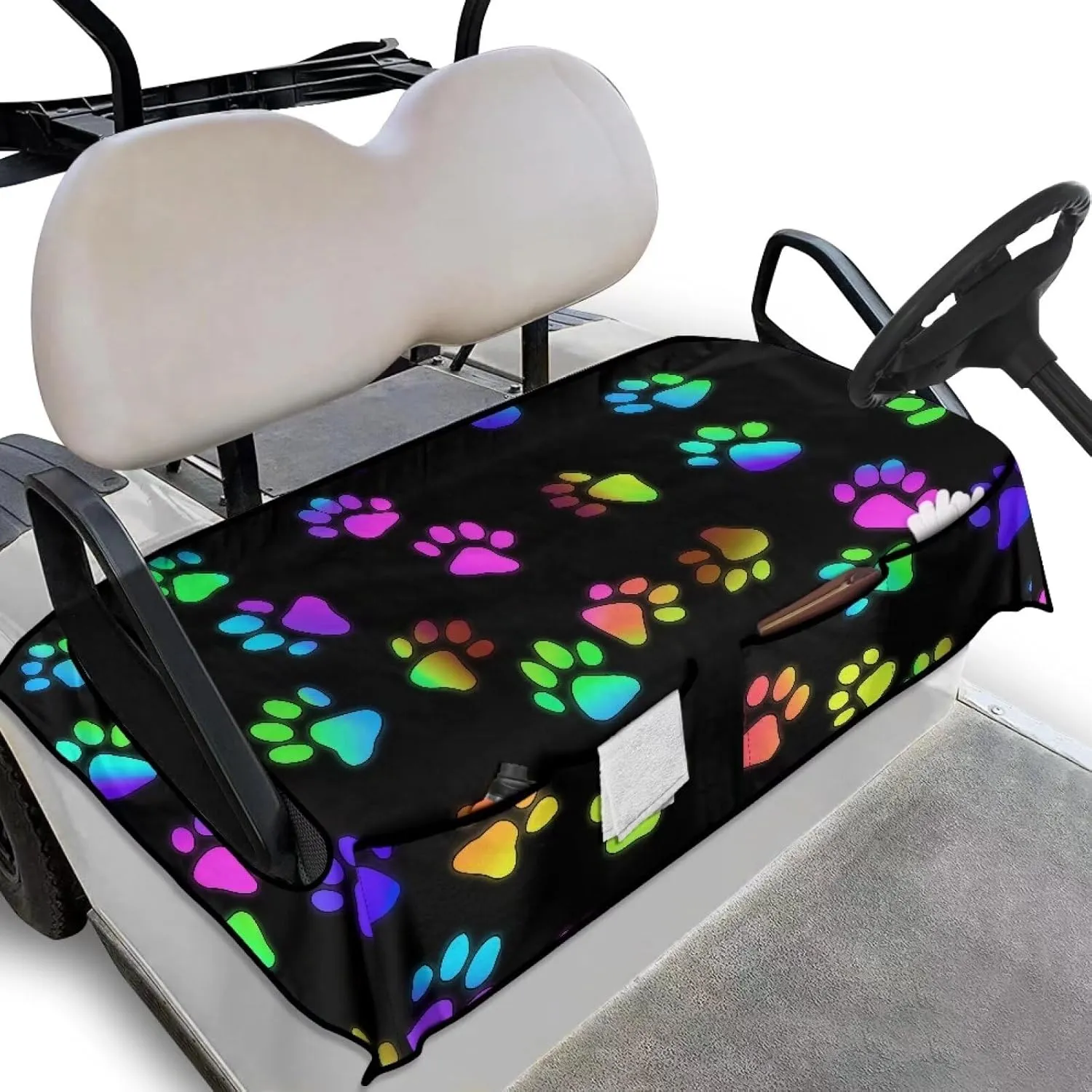 AFPANQZ Golf Cart Seat Cover with Pockets Golf Cart Seat Protecter Easy to Install Stay Cool Golf Cart Protect Cover
