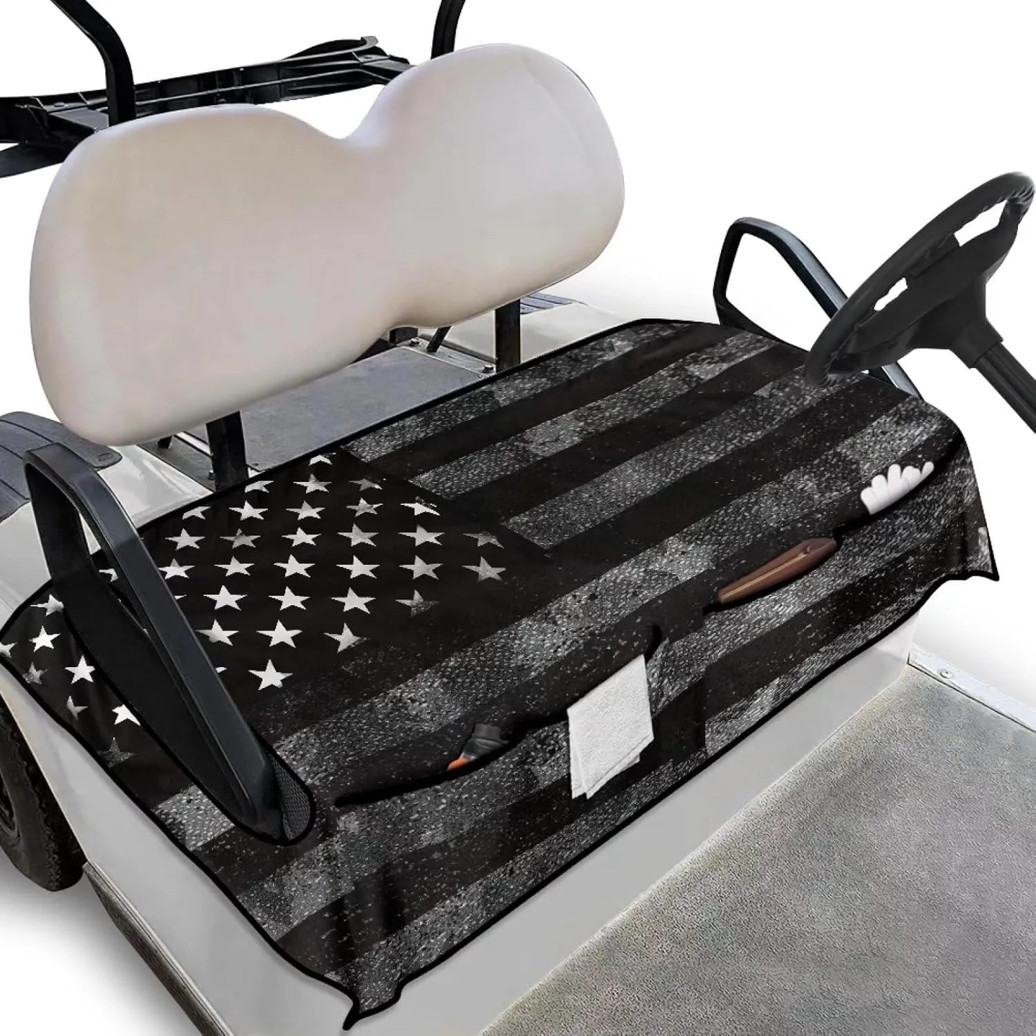 AFPANQZ Golf Cart Seat Cover with Pockets Universal Lightweight Microfiber Golf Cart Seat Blanket Washable Golf Cushion