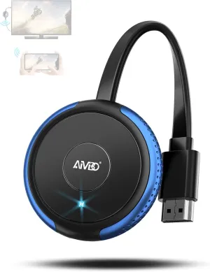 AIMIBO 4K Wireless Display Adapter 5G - Truly Plug & Play HDMI Wireless Dongle, Streaming Video from Android iOS Windows MacOS Tablet Laptop to TV Monitor Projector, Support Airplay DLNA Miracast Blue