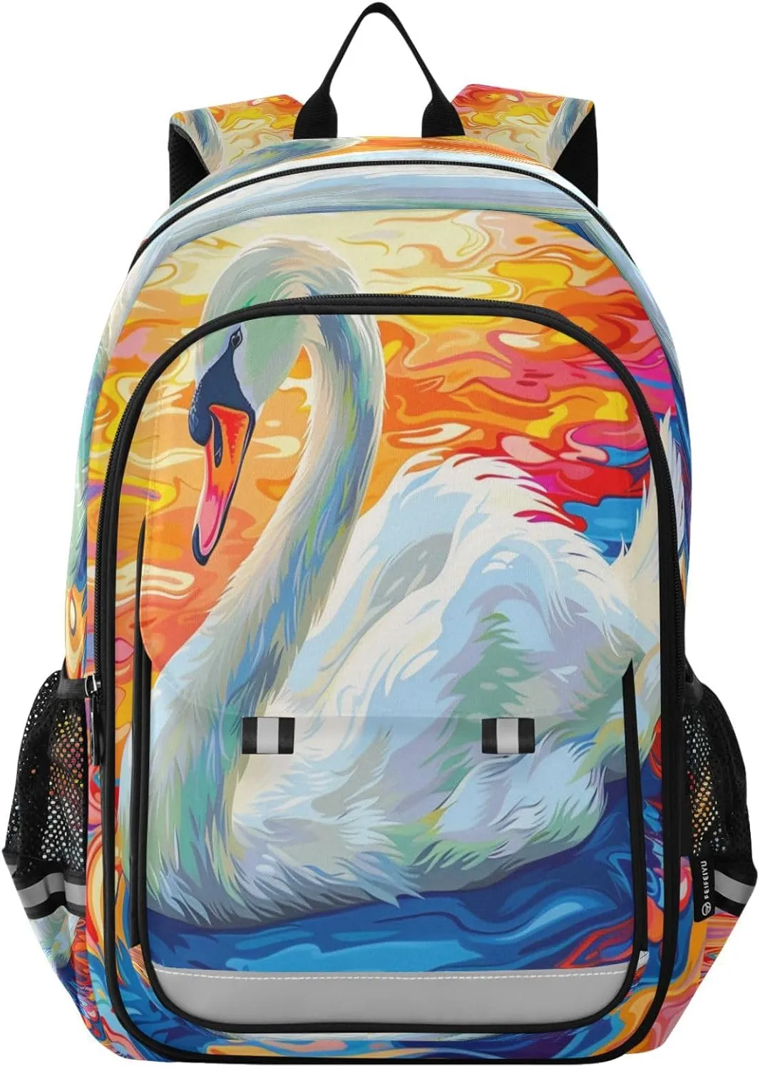 ALAZA A Beautiful Swan Is Swimming on The Lake Surface School Backpacks Travel Laptop Bag Kids Bookbag for Girls Boys Teens Women Men