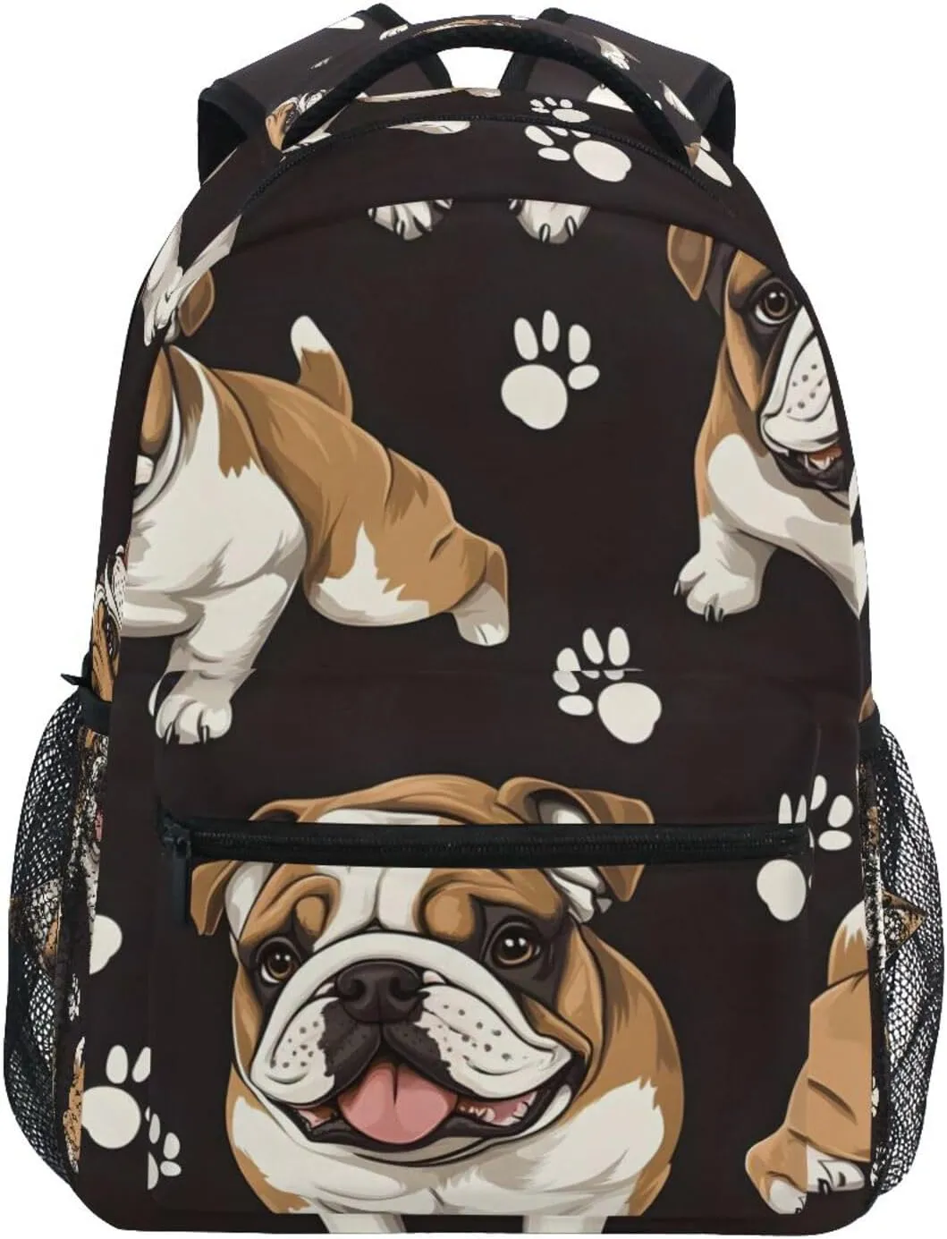 ALAZA Bulldog and Footprint Kid's Shool Backpack for Girls Boys,Laptop Travel Backpack for Elementary Middle School Bag Teenagers Bookbag with Comfy Shoulder Starp,16.9" H
