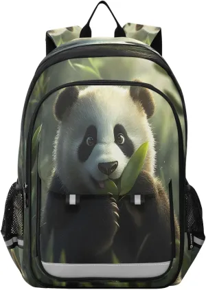 ALAZA Panda Eating Leaves School Backpacks Travel Laptop Bag Kids Bookbag for Girls Boys Teens Women Men