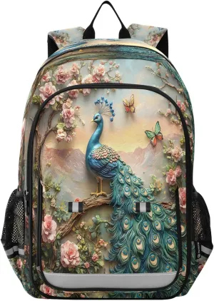 ALAZA Peacock School Backpacks Travel Laptop Bag Kids Bookbag for Girls Boys Teens Women Men155