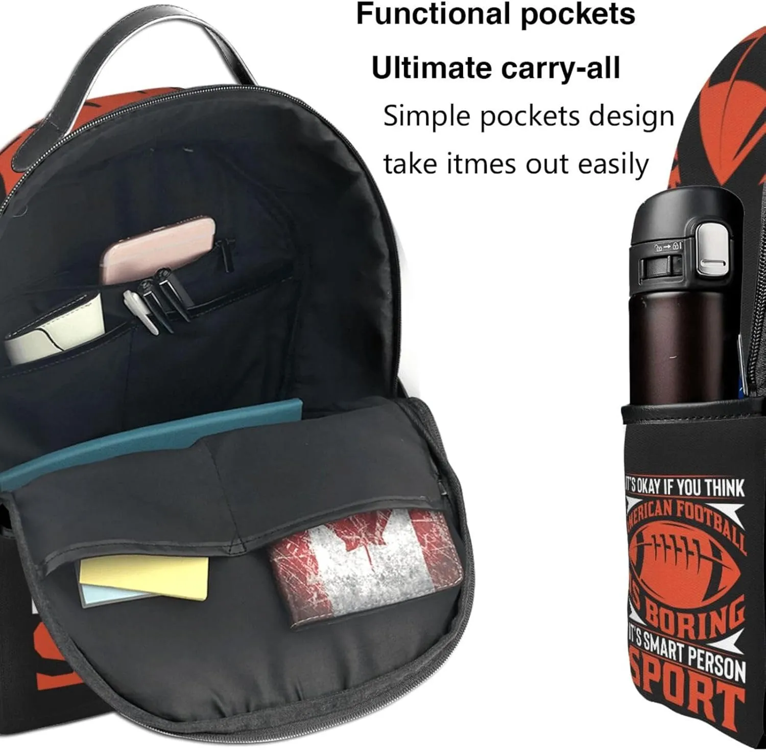 American Football Is Boring Backpack Lightweight Laptop Backpacks Casual Double Shoulder Backpack For Women Men Travel
