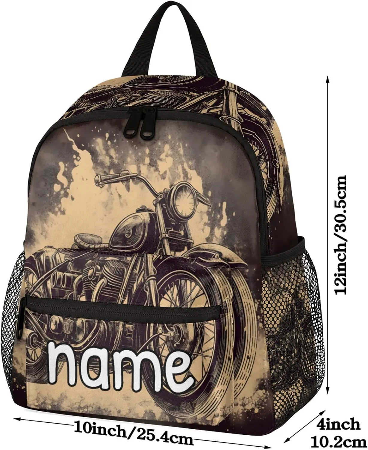 American Style Motorcycle Personalized Name Mini Backpack Waterproof Custom Casual Travel Small Backpacks with Zipper,12 Inch