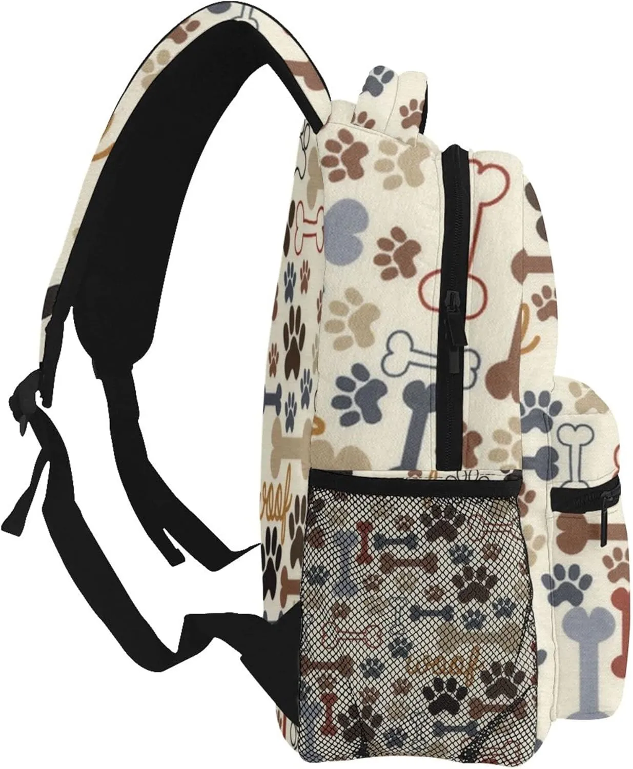 AMRANDOM Dog Bones Paw Prints Cream Backpack Unisex Backpack Laptop Bookbag Backpack Travel Bags Laptop Backpacks Daypack