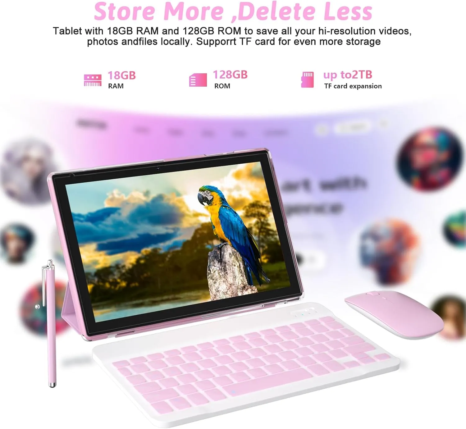 Android 15 Tablet 10 inch Tablet 2 IN 1Tablets with Keyboard Mouse Case Stylus 18GB RAM 128GB ROM 2TB Expand, 1280x800 10.1" IPS HD Touchscreen 6000mAh Battery Bluetooth Dual Camera GMS 5G-WiFi Wifi6