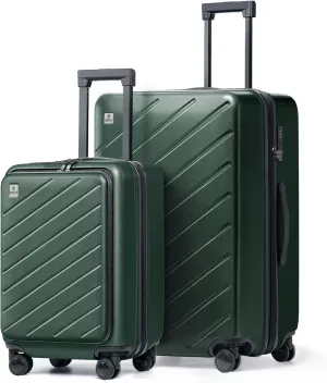 AnyZip Luggage Set 2 Piece Suitcase Set Carry On with Pocket Compartment ABS PC Spinner Wheels TSA Lock