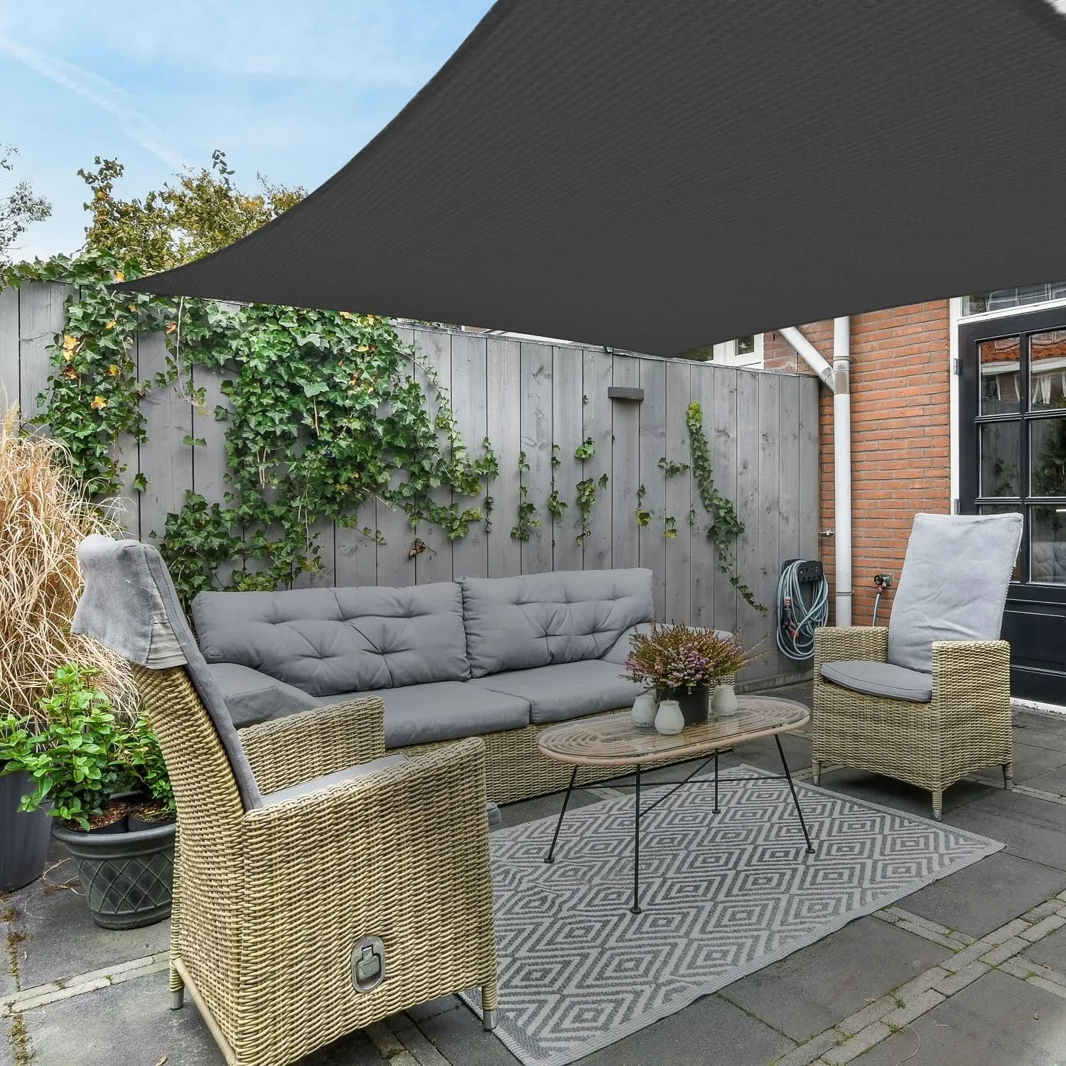 AsterOutdoor Sun Shade Sail Rectangle 16' x 20' UV Block Canopy for Patio Backyard Lawn Garden Outdoor Activities, Graphite