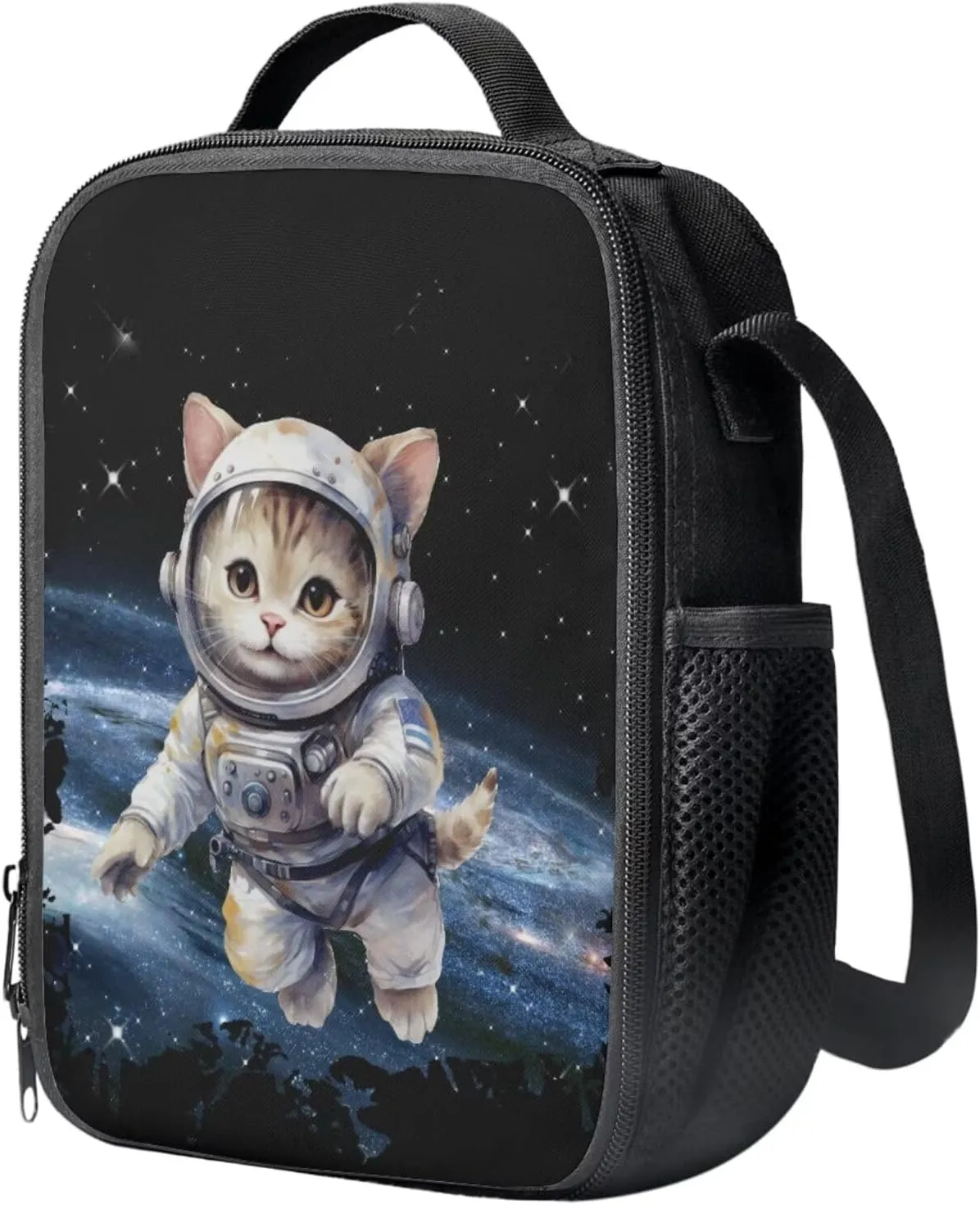 Astronautical Cat School Bag Set for Grils 4Th Grade Kids School Backpack with Lunch Box for Boys 3 In 1 Kids Backpack Set for School Fashion Travel Back Pack for Junior High School