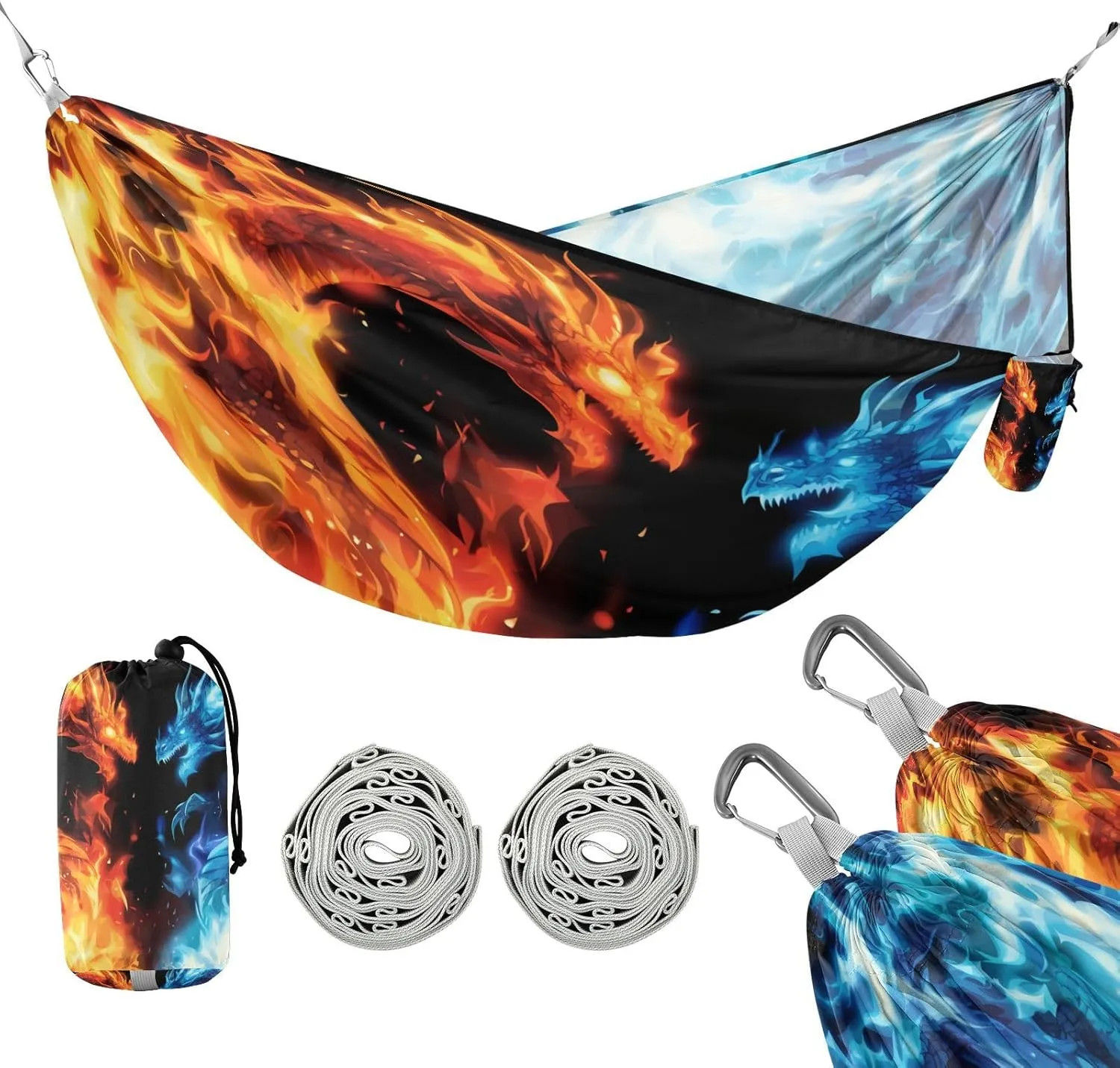 ATTX 3D Printing Dragon Camping Hammock - Lightweight & Portable Hammocks, Heavy Duty 330lbs Capacity for Indoor, Hiking, Backpacking, Travel, Backyard, Beach#147