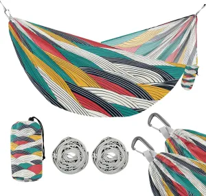 ATTX Abstract Waves Camping Hammock - Lightweight & Portable Hammocks, Heavy Duty 330lbs Capacity for Indoor, Hiking, Backpacking, Travel, Backyard, Beach#118