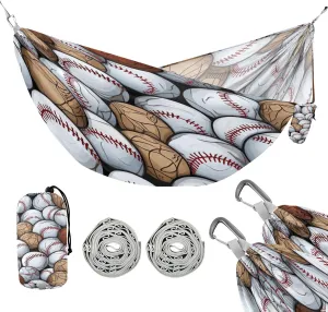 ATTX Baseball Balls Pattern Camping Hammock - Lightweight & Portable Hammocks, Heavy Duty 330lbs Capacity for Indoor, Hiking, Backpacking, Travel, Backyard, Beach#330