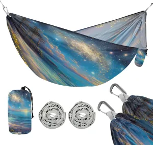 ATTX Beautiful Beach Scene Camping Hammock - Lightweight & Portable Hammocks, Heavy Duty 330lbs Capacity for Indoor, Hiking, Backpacking, Travel, Backyard, Beach#80