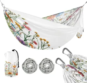 ATTX Beautiful Spring Flowers Camping Hammock - Lightweight & Portable Hammocks, Heavy Duty 330lbs Capacity for Indoor, Hiking, Backpacking, Travel, Backyard, Beach#52