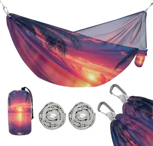 ATTX Beautiful Sunset Camping Hammock - Lightweight & Portable Hammocks, Heavy Duty 330lbs Capacity for Indoor, Hiking, Backpacking, Travel, Backyard, Beach#12