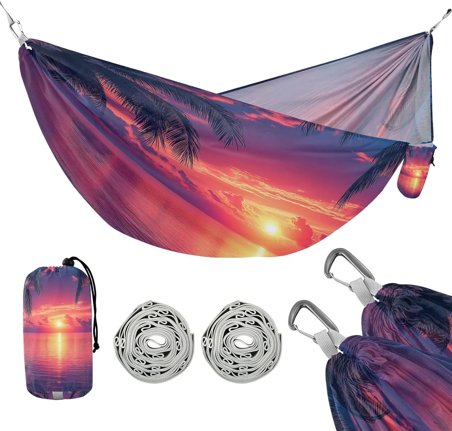 ATTX Beautiful Sunset Camping Hammock - Lightweight & Portable Hammocks, Heavy Duty 330lbs Capacity for Indoor, Hiking, Backpacking, Travel, Backyard, Beach#12