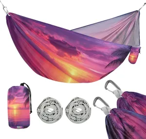 ATTX Beautiful Sunset Camping Hammock - Lightweight & Portable Hammocks, Heavy Duty 330lbs Capacity for Indoor, Hiking, Backpacking, Travel, Backyard, Beach#2