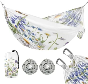 ATTX Beautiful Watercolor Wildflowers Camping Hammock - Lightweight & Portable Hammocks, Heavy Duty 330lbs Capacity for Indoor, Hiking, Backpacking, Travel, Backyard, Beach#55
