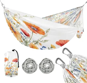 ATTX Beautiful Watercolor Wildflowers Camping Hammock - Lightweight & Portable Hammocks, Heavy Duty 330lbs Capacity for Indoor, Hiking, Backpacking, Travel, Backyard, Beach#60