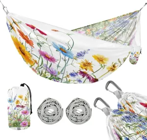 ATTX Beautiful Watercolor Wildflowers Camping Hammock - Lightweight & Portable Hammocks, Heavy Duty 330lbs Capacity for Indoor, Hiking, Backpacking, Travel, Backyard, Beach#67