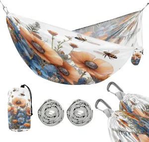 ATTX Bees Wildflowers Camping Hammock - Lightweight & Portable Hammocks, Heavy Duty 330lbs Capacity for Indoor, Hiking, Backpacking, Travel, Backyard, Beach#354