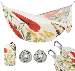ATTX Butterflies and Wildflowers Camping Hammock - Lightweight & Portable Hammocks, Heavy Duty 330lbs Capacity for Indoor, Hiking, Backpacking, Travel, Backyard, Beach#513