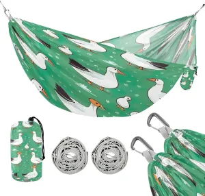 ATTX Cartoon Ducks Camping Hammock - Lightweight & Portable Hammocks, Heavy Duty 330lbs Capacity for Indoor, Hiking, Backpacking, Travel, Backyard, Beach#266