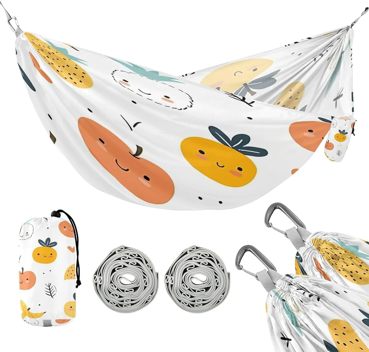 ATTX Cartoon Fruits Pattern Camping Hammock - Lightweight & Portable Hammocks, Heavy Duty 330lbs Capacity for Indoor, Hiking, Backpacking, Travel, Backyard, Beach#548