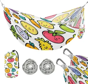 ATTX Cartoon Fruits Pattern Camping Hammock - Lightweight & Portable Hammocks, Heavy Duty 330lbs Capacity for Indoor, Hiking, Backpacking, Travel, Backyard, Beach#550