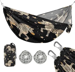 ATTX Cartoon Zebra Camping Hammock - Lightweight & Portable Hammocks, Heavy Duty 330lbs Capacity for Indoor, Hiking, Backpacking, Travel, Backyard, Beach#217