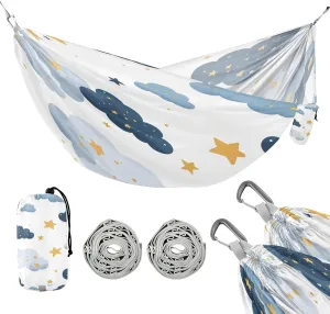 ATTX Clouds and Stars Camping Hammock - Lightweight & Portable Hammocks, Heavy Duty 330lbs Capacity for Indoor, Hiking, Backpacking, Travel, Backyard, Beach#551