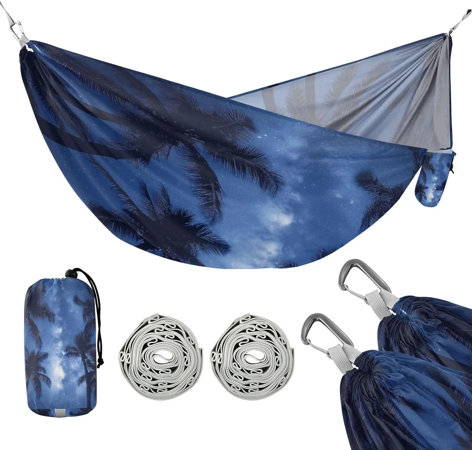 ATTX Coconut Trees Starry Sky Camping Hammock - Lightweight & Portable Hammocks, Heavy Duty 330lbs Capacity for Indoor, Hiking, Backpacking, Travel, Backyard, Beach#27
