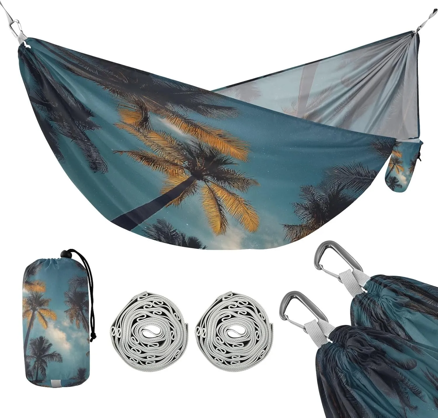 ATTX Coconut Trees Starry Sky Camping Hammock - Lightweight & Portable Hammocks, Heavy Duty 330lbs Capacity for Indoor, Hiking, Backpacking, Travel, Backyard, Beach#30
