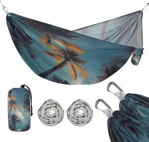 ATTX Coconut Trees Starry Sky Camping Hammock - Lightweight & Portable Hammocks, Heavy Duty 330lbs Capacity for Indoor, Hiking, Backpacking, Travel, Backyard, Beach#30