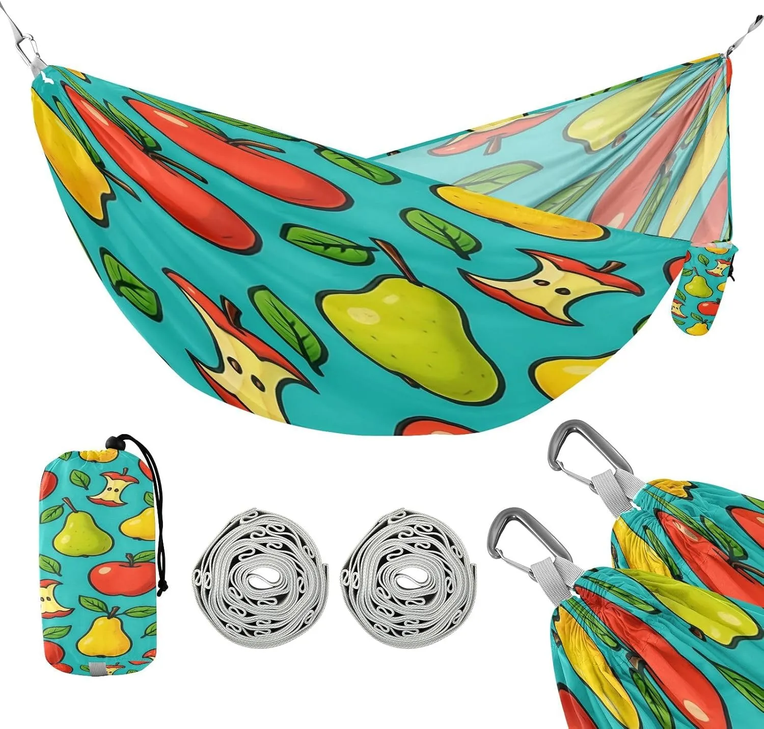 ATTX Colorful Cartoon Pears Camping Hammock - Lightweight & Portable Hammocks, Heavy Duty 330lbs Capacity for Indoor, Hiking, Backpacking, Travel, Backyard, Beach#146