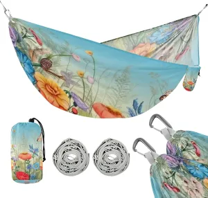ATTX Colorful Flower Dragonflies Camping Hammock - Lightweight & Portable Hammocks, Heavy Duty 330lbs Capacity for Indoor, Hiking, Backpacking, Travel, Backyard, Beach#201