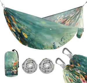 ATTX Colorful Flowers Painting Camping Hammock - Lightweight & Portable Hammocks, Heavy Duty 330lbs Capacity for Indoor, Hiking, Backpacking, Travel, Backyard, Beach#270