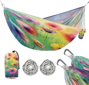 ATTX Colorful Flowers Painting Camping Hammock - Lightweight & Portable Hammocks, Heavy Duty 330lbs Capacity for Indoor, Hiking, Backpacking, Travel, Backyard, Beach#39