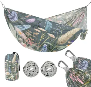 ATTX Colorful Grassy Meadow Camping Hammock - Lightweight & Portable Hammocks, Heavy Duty 330lbs Capacity for Indoor, Hiking, Backpacking, Travel, Backyard, Beach#519
