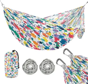 ATTX Colorful Paint Splatters Camping Hammock - Lightweight & Portable Hammocks, Heavy Duty 330lbs Capacity for Indoor, Hiking, Backpacking, Travel, Backyard, Beach#560