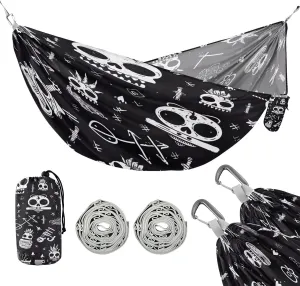 ATTX Colorful Skull Pattern Camping Hammock - Lightweight & Portable Hammocks, Heavy Duty 330lbs Capacity for Indoor, Hiking, Backpacking, Travel, Backyard, Beach#277