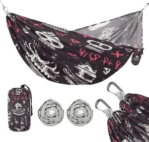ATTX Colorful Skull Pattern Camping Hammock - Lightweight & Portable Hammocks, Heavy Duty 330lbs Capacity for Indoor, Hiking, Backpacking, Travel, Backyard, Beach#278