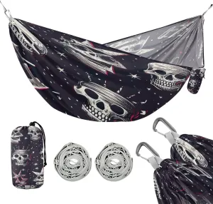 ATTX Colorful Skull Pattern Camping Hammock - Lightweight & Portable Hammocks, Heavy Duty 330lbs Capacity for Indoor, Hiking, Backpacking, Travel, Backyard, Beach#284