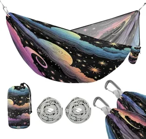 ATTX Colorful Sky Camping Hammock - Lightweight & Portable Hammocks, Heavy Duty 330lbs Capacity for Indoor, Hiking, Backpacking, Travel, Backyard, Beach#454