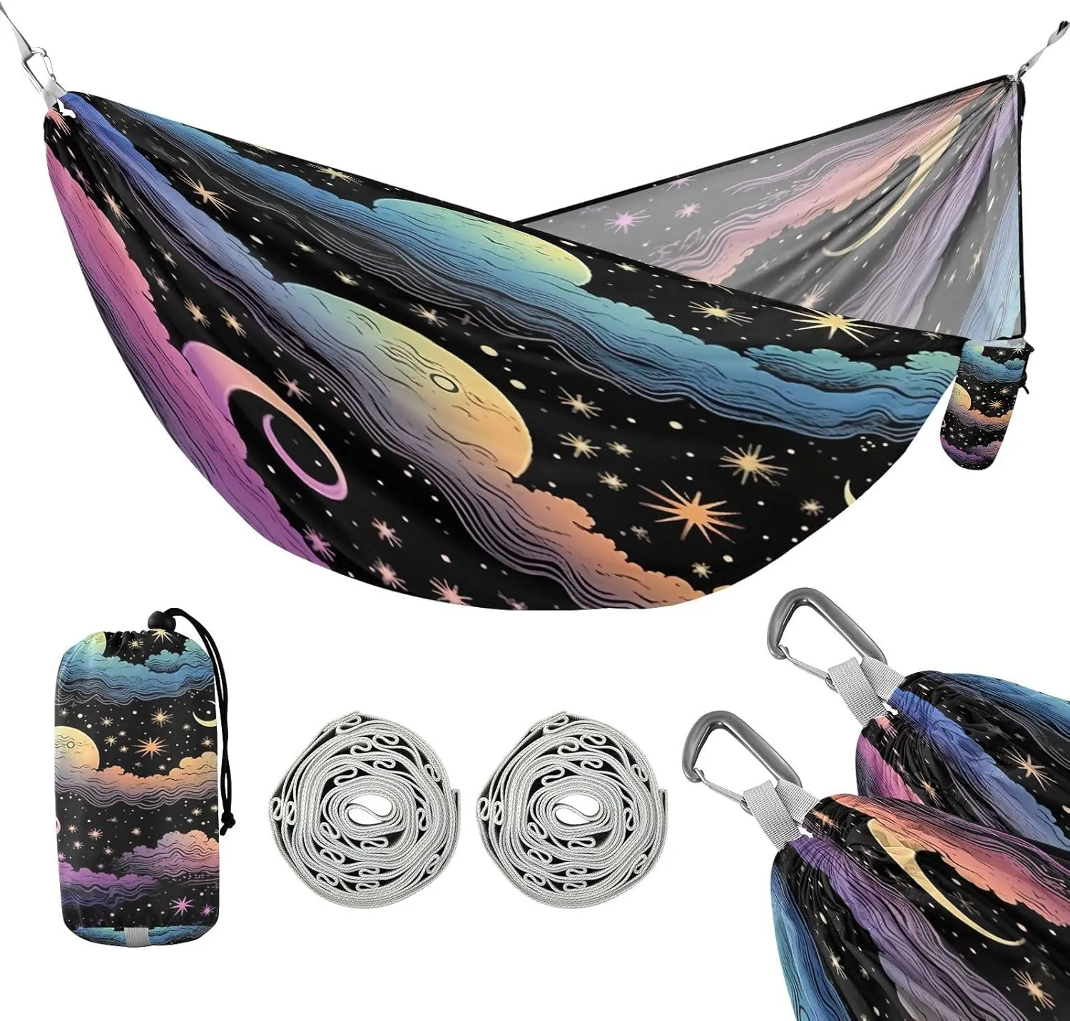 ATTX Colorful Sky Camping Hammock - Lightweight & Portable Hammocks, Heavy Duty 330lbs Capacity for Indoor, Hiking, Backpacking, Travel, Backyard, Beach#454