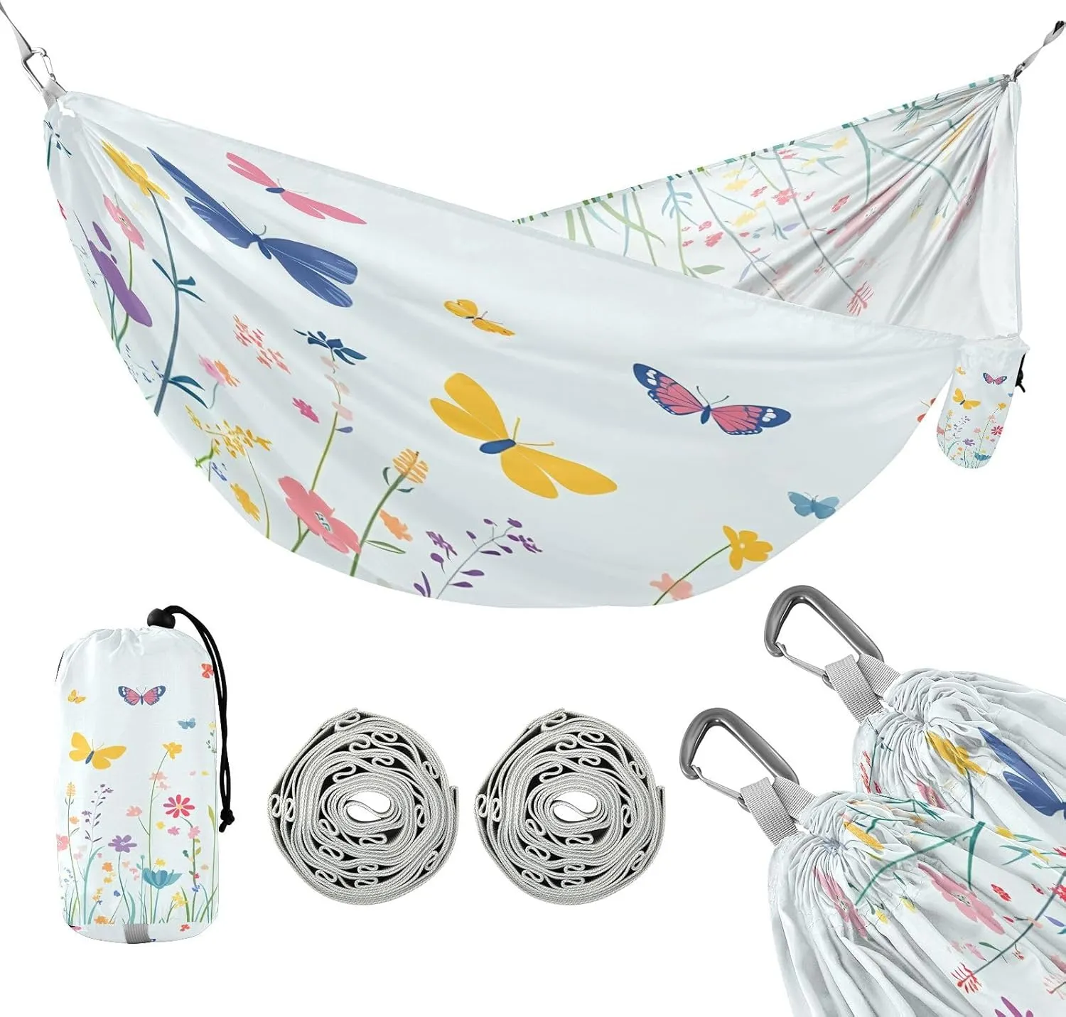 ATTX Colorful Spring Flowers Camping Hammock - Lightweight & Portable Hammocks, Heavy Duty 330lbs Capacity for Indoor, Hiking, Backpacking, Travel, Backyard, Beach#219