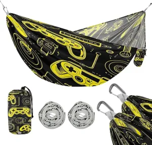 ATTX Colorful Video Game Controllers Camping Hammock - Lightweight & Portable Hammocks, Heavy Duty 330lbs Capacity for Indoor, Hiking, Backpacking, Travel, Backyard, Beach#335